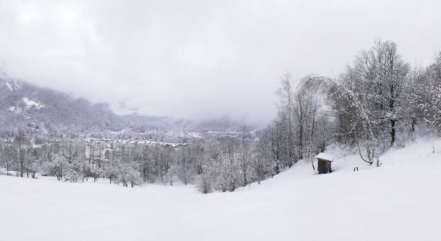 holiday at the foot of Mont Blanc in winter in the Chamonix Valley, France