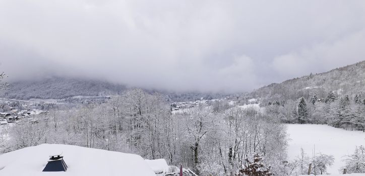 holiday at the foot of Mont Blanc in winter in the Chamonix Valley, France