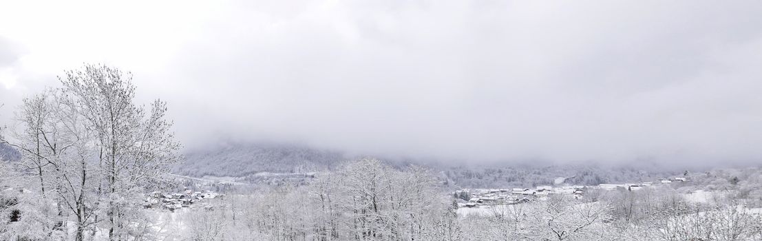 holiday at the foot of Mont Blanc in winter in the Chamonix Valley, France