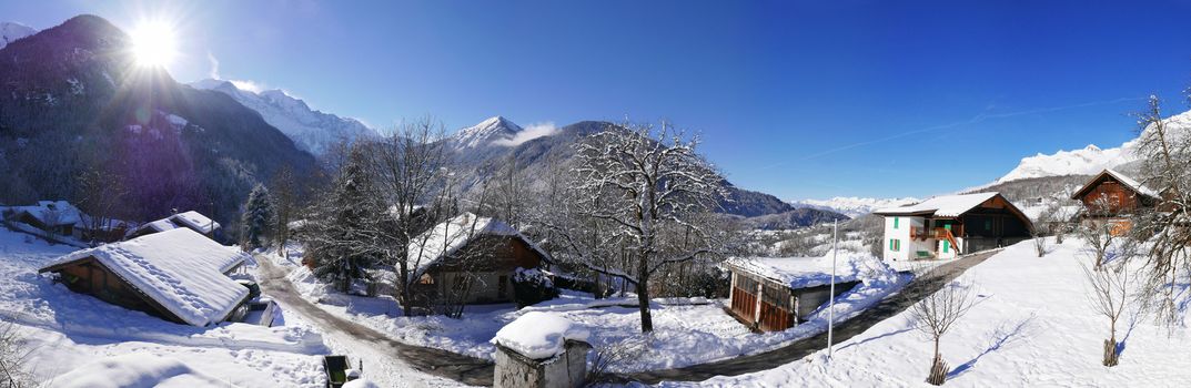 holiday at the foot of Mont Blanc in winter in the Chamonix Valley, France