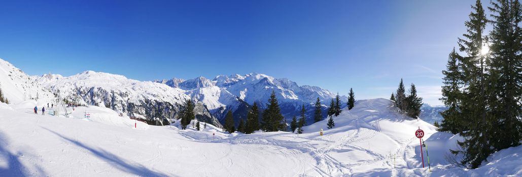 holiday at the foot of Mont Blanc in winter in the Chamonix Valley, France