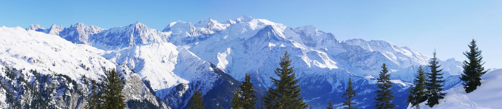 holiday at the foot of Mont Blanc in winter in the Chamonix Valley, France