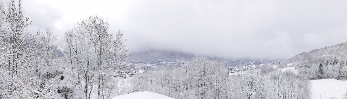 holiday at the foot of Mont Blanc in winter in the Chamonix Valley, France