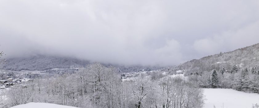 holiday at the foot of Mont Blanc in winter in the Chamonix Valley, France