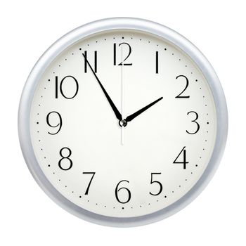 Analog wall clock isolated on white background.