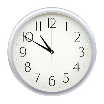 Analog wall clock isolated on white background.