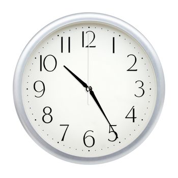 Analog wall clock isolated on white background.