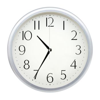 Analog wall clock isolated on white background.