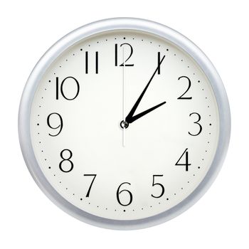 Analog wall clock isolated on white background.