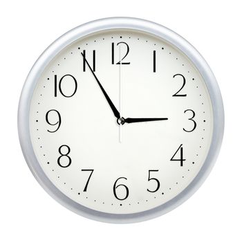 Analog wall clock isolated on white background.