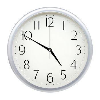 Analog wall clock isolated on white background.