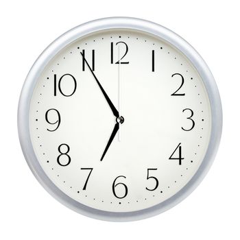 Analog wall clock isolated on white background.