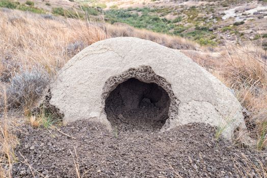 An anthill, hollowed out by an ant-eater, near Clarens in the Free State Province