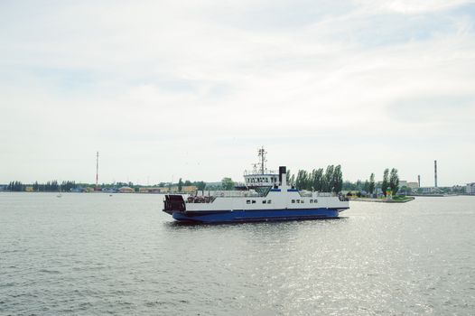 cruise ferry ship sailing in still water