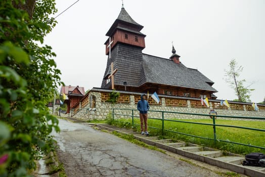 old wooden church in mountains in Poland.