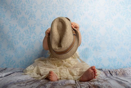 Portrait of adorable baby girl. Childhood. Authentic image