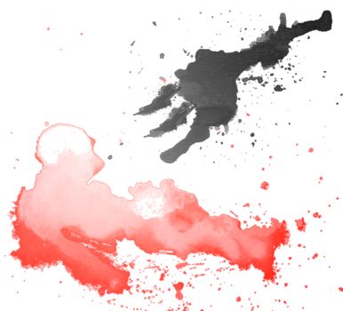 Abstract art of water color brush splashing red human and Spear pierce concept The heart of a person is difficult to fathom,art of dark story