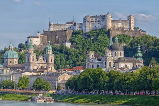 very nice and beautiful view of the city of Salzburg in Austria