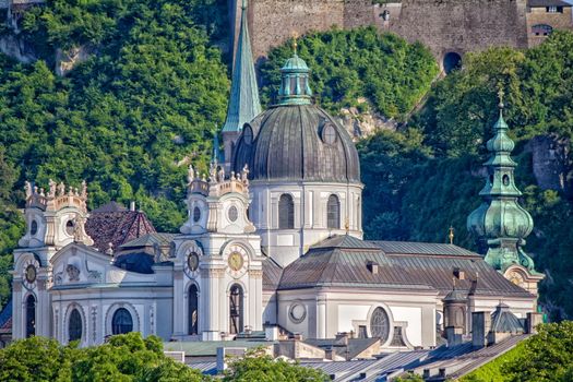 very nice view of the city of Salzburg in Austria in night