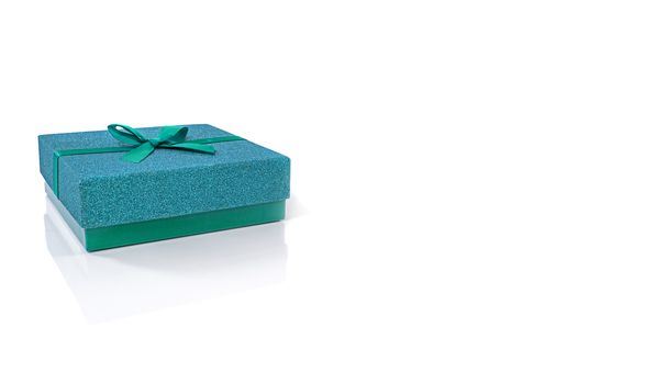 christmas blue green giftbox isolated on white background