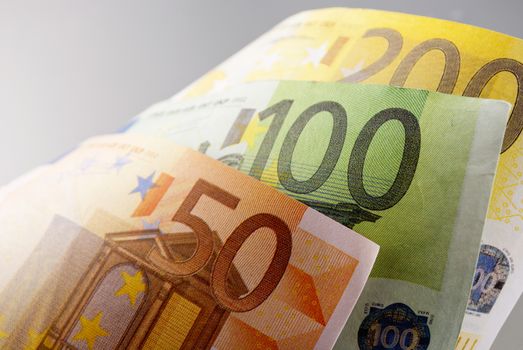 Euro, European Union money on a gray background