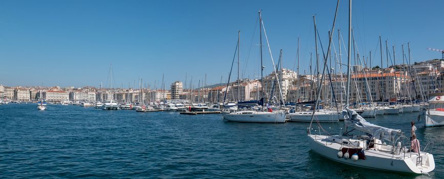 entrance to the old port of Marseille, France. boat ride