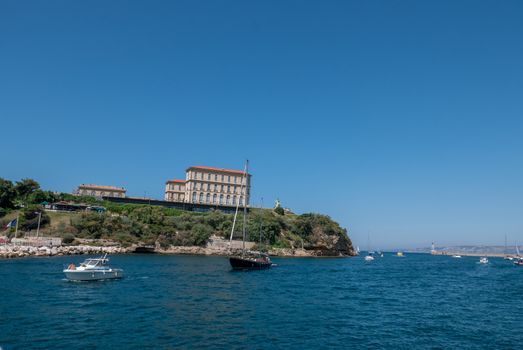 entrance to the old port of Marseille, France. boat ride