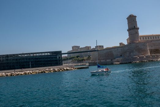 entrance to the old port of Marseille, France. boat ride