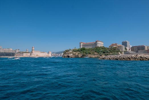 entrance to the old port of Marseille, France. boat ride