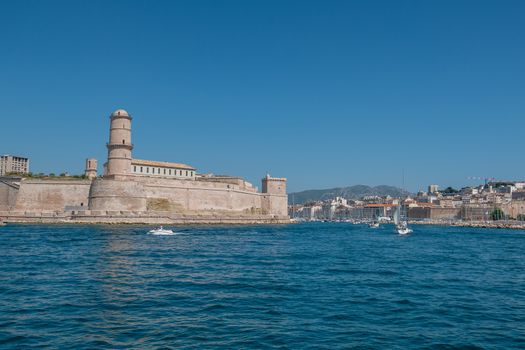 entrance to the old port of Marseille, France. boat ride