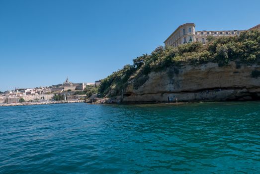 entrance to the old port of Marseille, France. boat ride