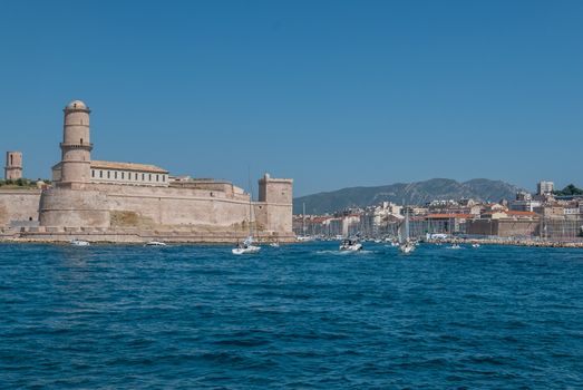 entrance to the old port of Marseille, France. boat ride