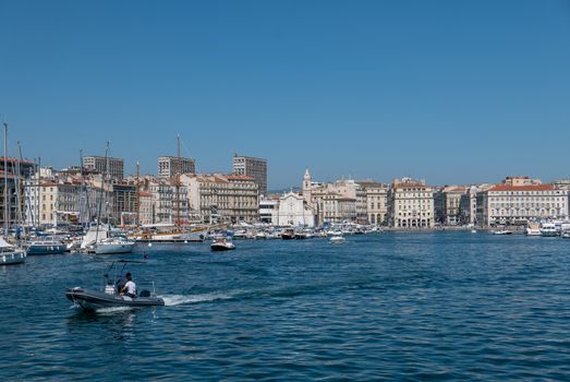 entrance to the old port of Marseille, France. boat ride