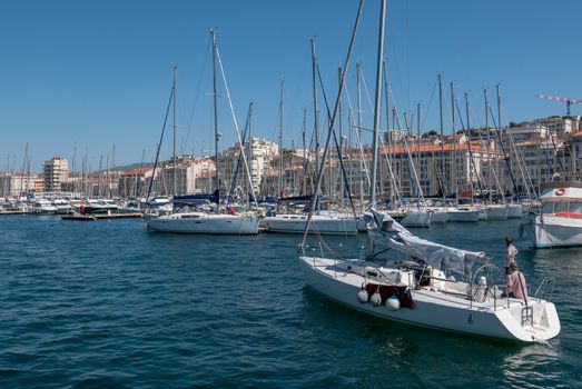 entrance to the old port of Marseille, France. boat ride