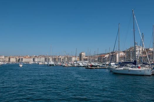 entrance to the old port of Marseille, France. boat ride