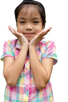 Cute Asian Girl on the white background.
