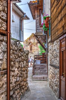 Nessebar, Bulgaria – 07.10.2019. Streets of the old town of Nessebar on a  summer evening