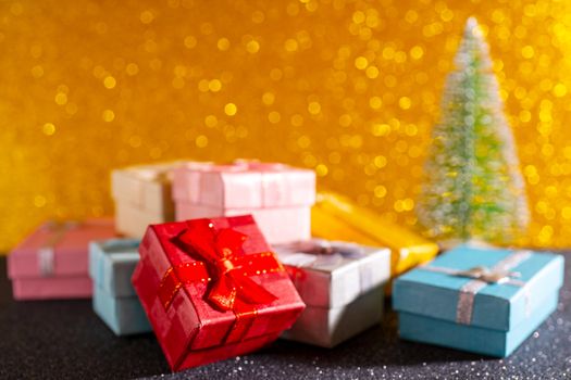 Christmas tree and gift box.