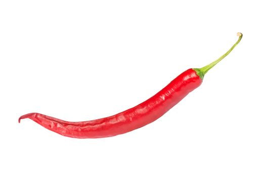 Ripe red hot chili pepper isolated on white background