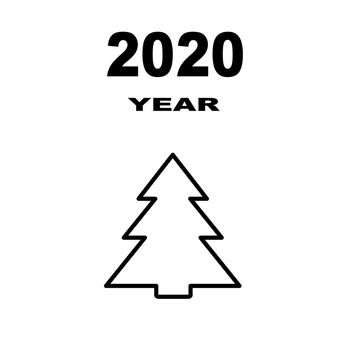 Christmas tree on a white background. Symbol of 2020. Merry Christmas