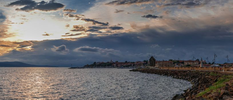 Nessebar, Bulgaria – 07.10.2019.  Dawn over the old town of Nessebar, Bulgaria