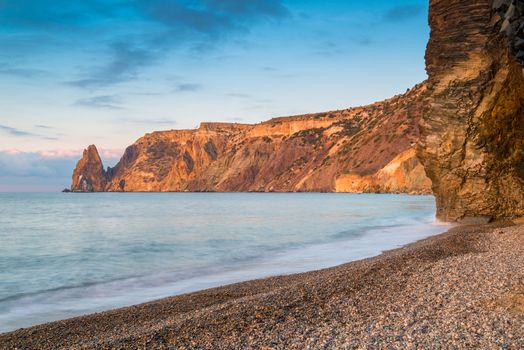 View of Cape Fiolent, landscape in the early morning, Russia, Crimea