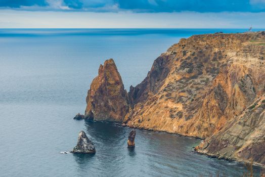 Beautiful view from above to Cape Fiolent and the Black Sea in Russia, Crimea