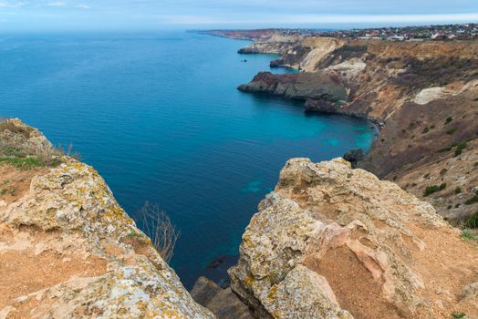 Beautiful view from above to the picturesque shore, Crimea peninsula