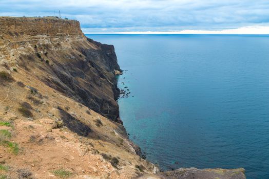 Beautiful view of the rocky picturesque shore and the sea, the Crimea peninsula