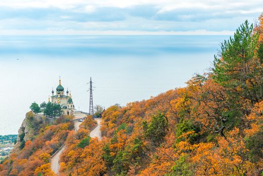 View of the Church of the Resurrection of Christ, Foros church on the rock in the Crimea, Russia