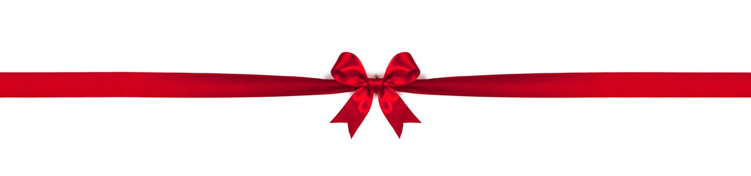 Elegant satin red ribbon bow isolated on white background