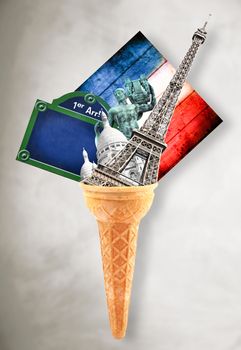 The city of Paris in an ice cream cone