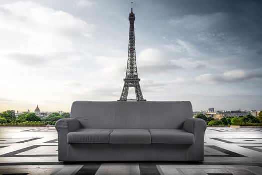 A sofa at Trocadero in Paris