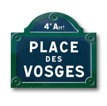 an Original plaque Street of Paris on white background